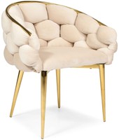 Krzesło welurowe designerskie BALLOON - beżowe