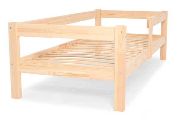 Drewniane łóżko z szufladą + materac i baldachim 80x190 - sosna/mięta