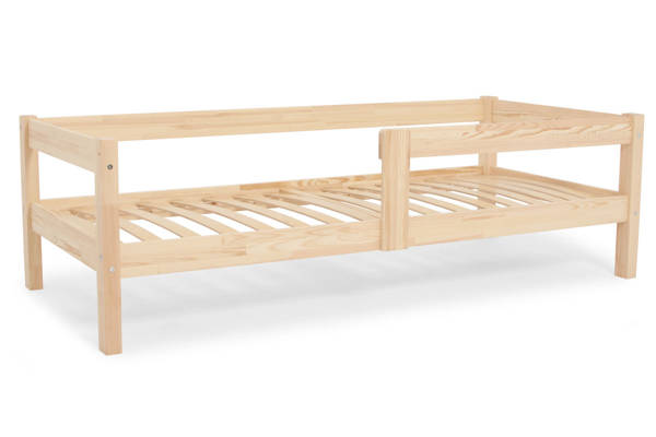 Drewniane łóżko z szufladą + materac i baldachim 80x190 - sosna/mięta
