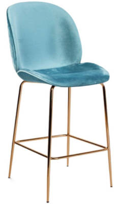 Krzesło barowe na złotych nogach hoker welur - zielony