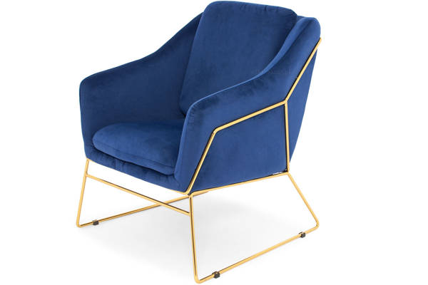 Krzesło fotel do salonu loft SOFT GOLD - granatowy