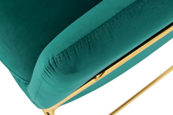 Krzesło fotel do salonu loft SOFT GOLD - zielony
