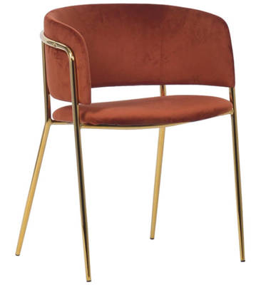 Krzesło tapicerowane glamour złote nogi EVIA - rudy