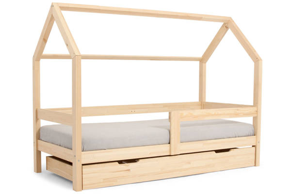 Łóżko dla dziewczynki DOMEK DE LUX 80x190 - sosna/róż