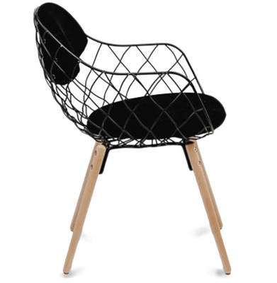 Nowoczesne aluminiowe krzesło z podłokietnikami OSLO - czarny/buk
