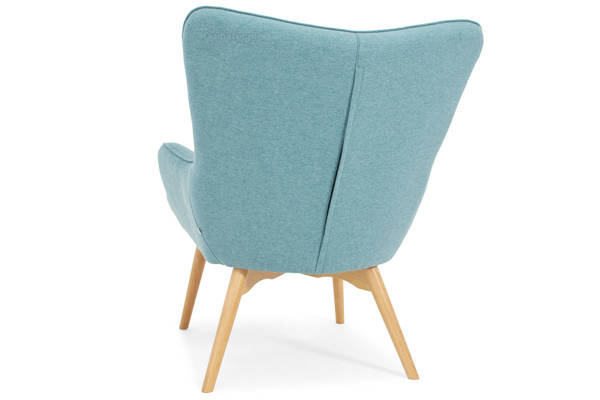 Nowoczesny fotel uszak z podnóżkiem SCANDI - jasnoniebieski