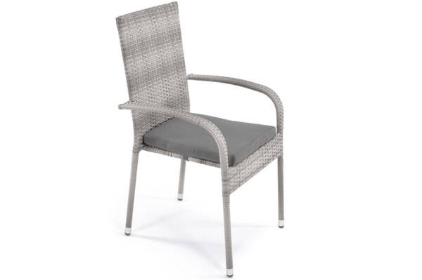 OUTLET - Krzesło ogrodowe z technorattanu bez poduszki MALAGA - szare
