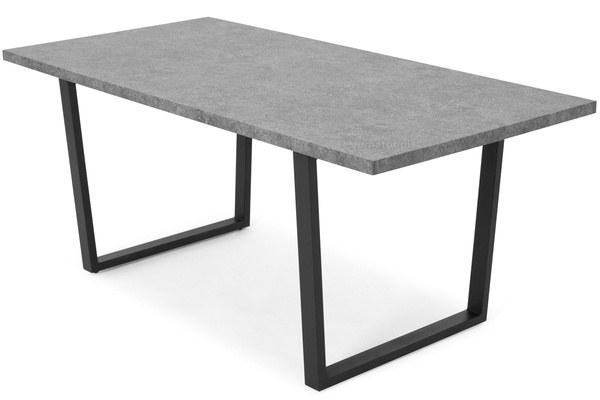 Stół BALTIMORE i 6 krzeseł EMMA - zestaw mebli do salonu - szary beton+ zielony
