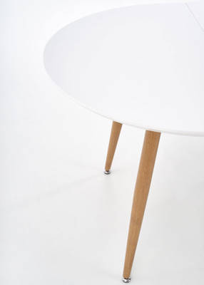 Stół rozkładany owalny EDWARD 120-200 cm - biały/dąb miodowy