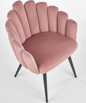 Stylowe krzesło welurowe do toaletki glamour - pudrowy róż