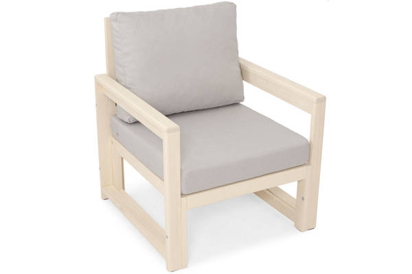 Wygodny fotel z drewna MALTA biały/szary