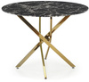 Okrągły stół ze szklanym blatem glamour RAYMOND 100 cm  - czarny