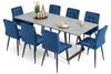 Stół PORTLAND (200/160x90) i 8 krzeseł DIANA - zestaw do jadalni - szary + niebieski